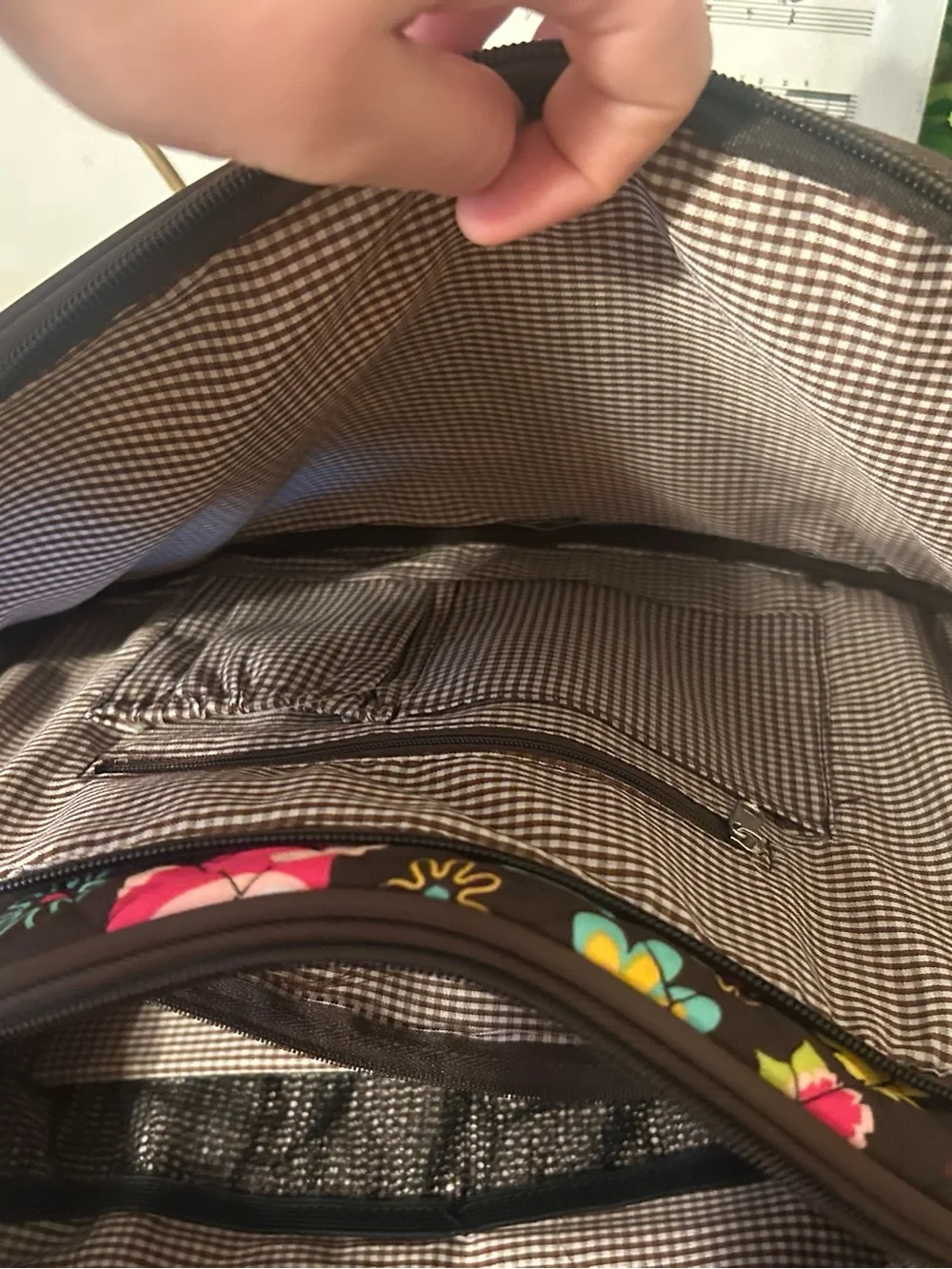 Brown Quilted Owl Print Crossbody diaper Bag